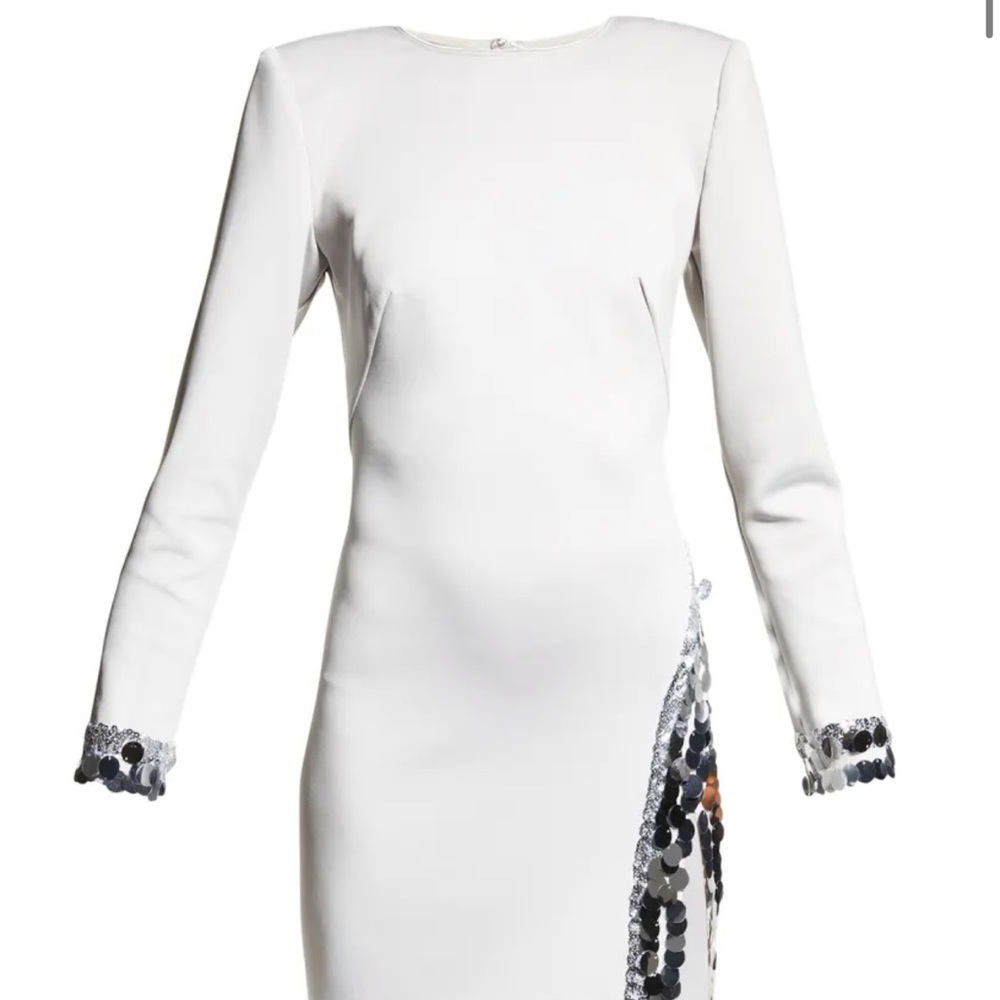Tadashi Shoji Silver Grey Mini Dress with Silver Accents